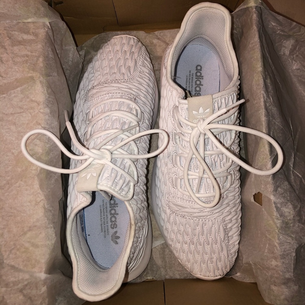 All White Adidas Men’s Tubular Shadow Gym Shoes